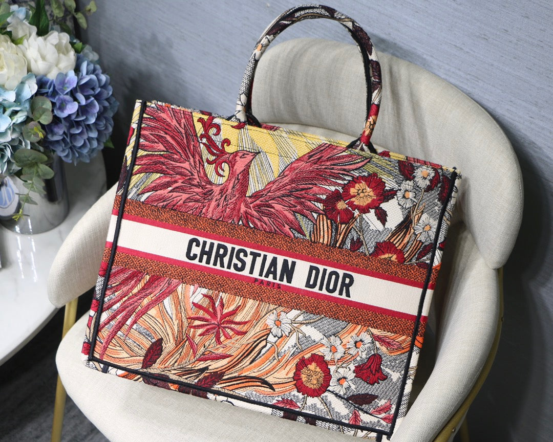 Book Cd Red Multicolor Large Book Tote Bag