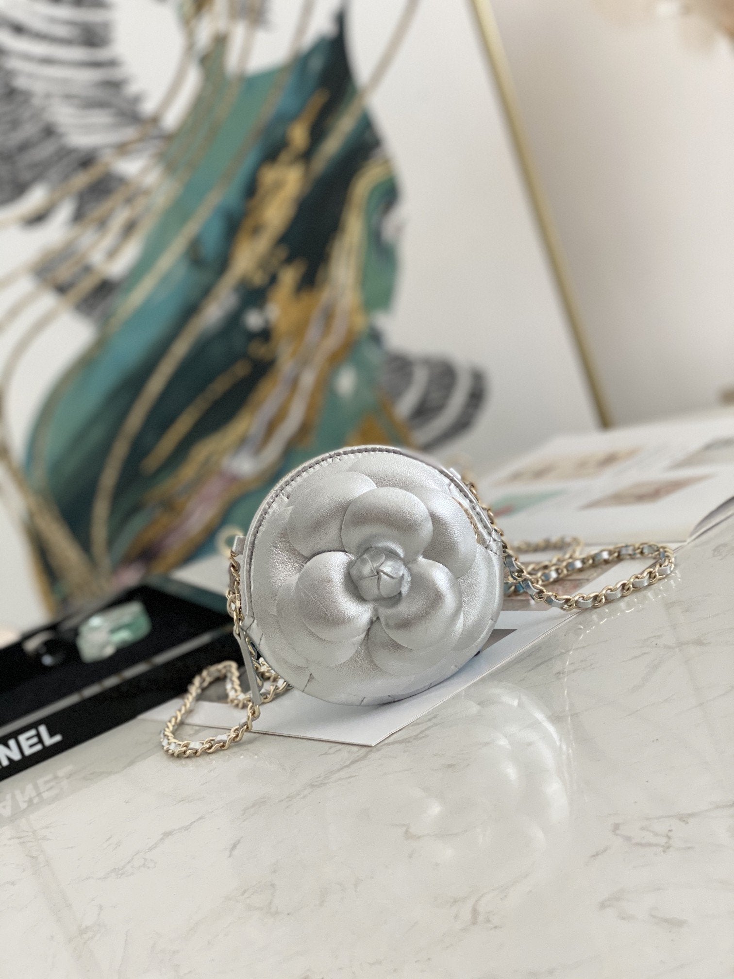CHL Camellia 11cm 4in Silver Chain Clutch Bag Bag 11Cm4In