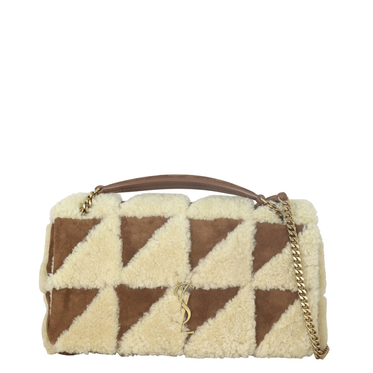 YSL Saint Laurent Jamie Shearling Patchwork Crossbody Bag Monogram Medium