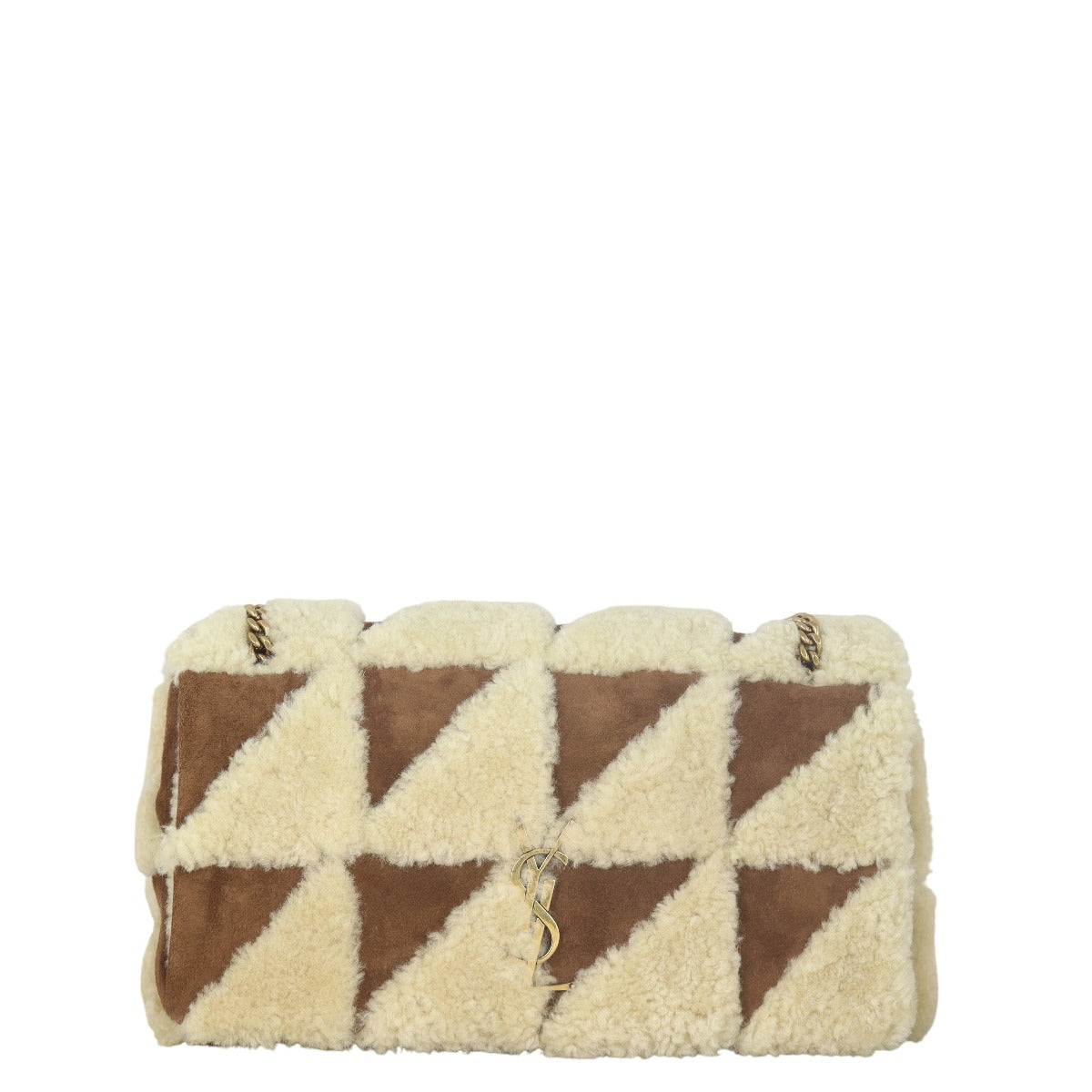 YSL Saint Laurent Jamie Shearling Patchwork Crossbody Bag Monogram Medium