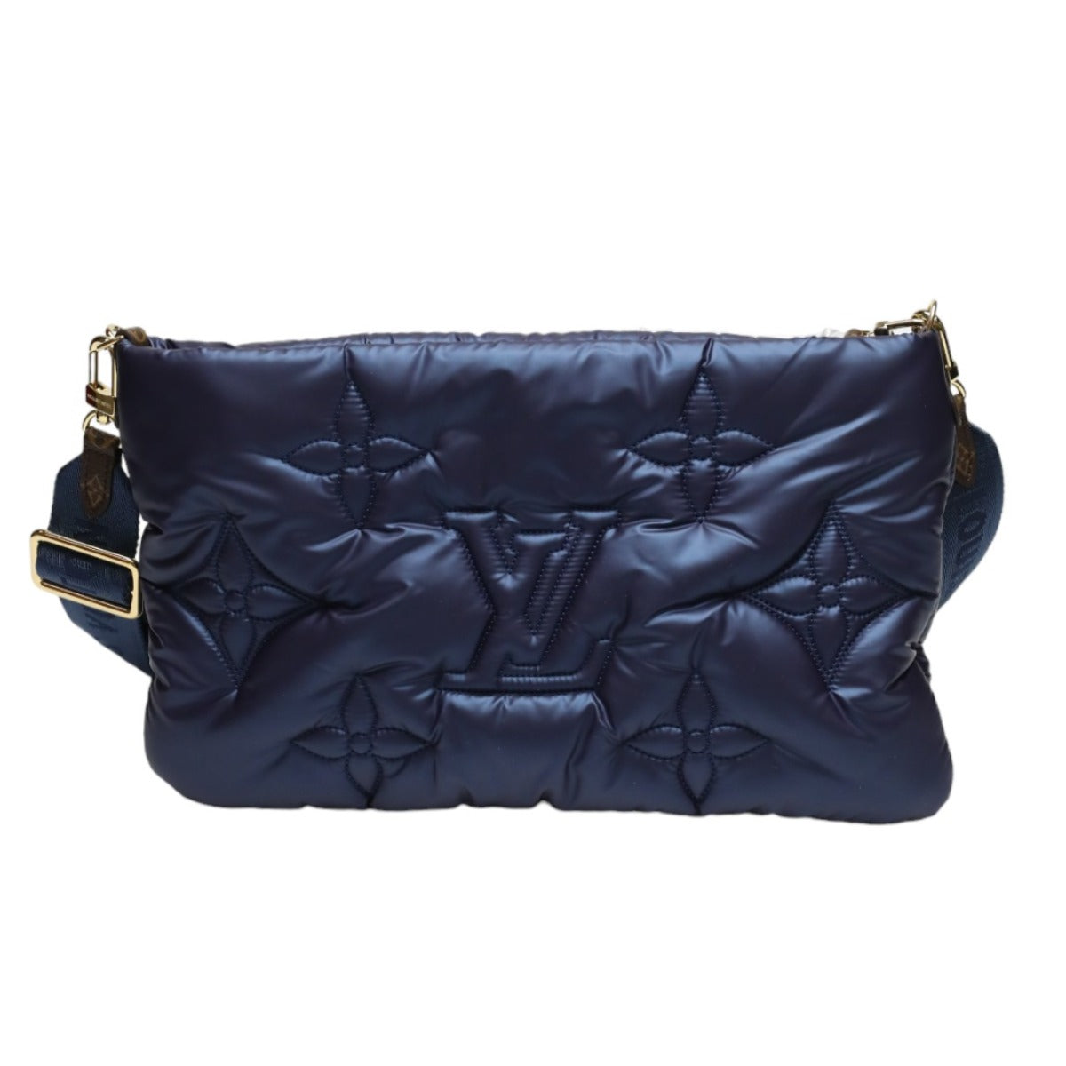 Louis Vuitton M21057 Recycled Navy Maximulti Pochette Monogram Canvas Nylon Silver Shoulder Bag