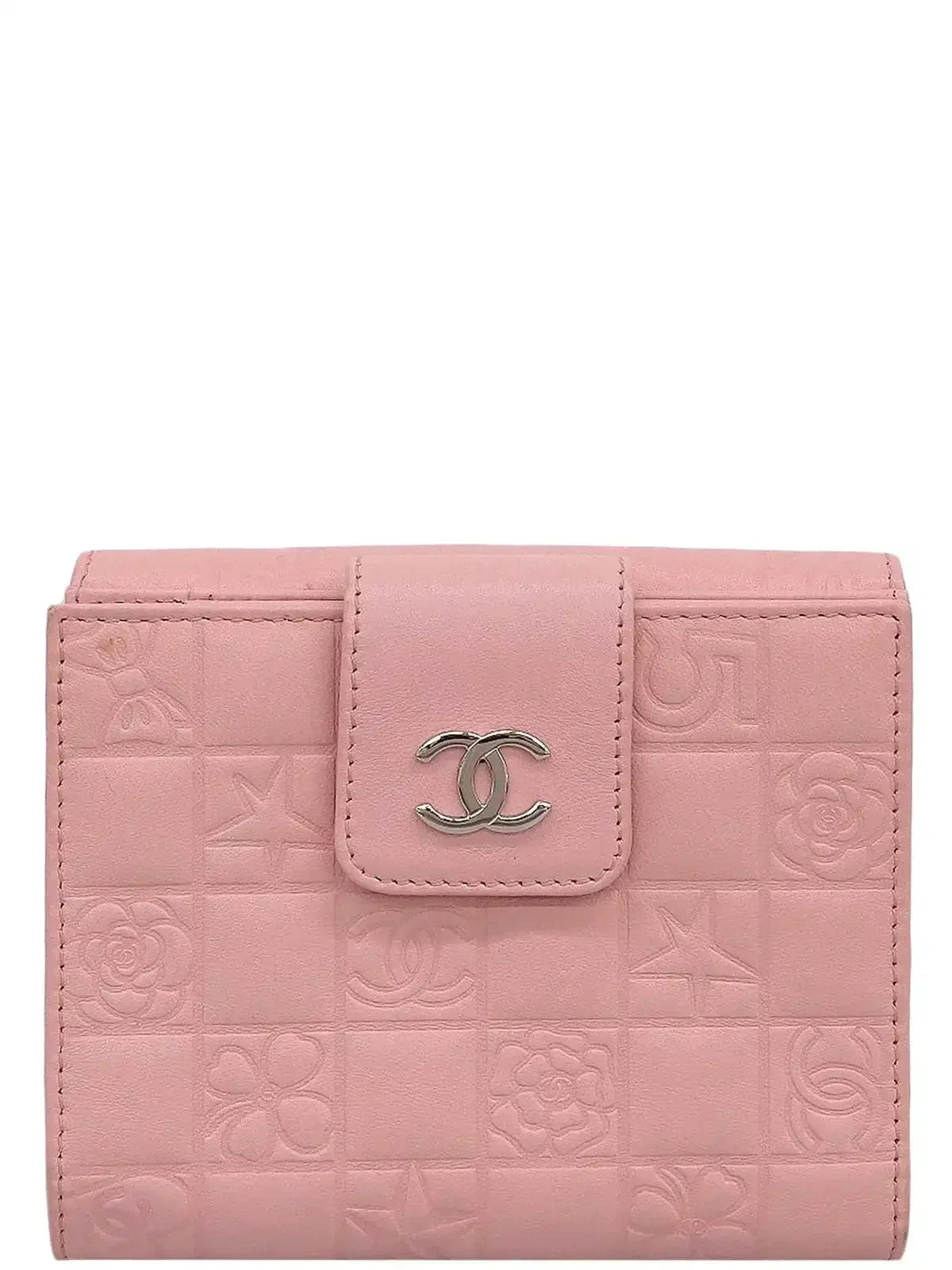 CHANEL Around 2003 Made Icon Cc Mark Plate Wallet Pink