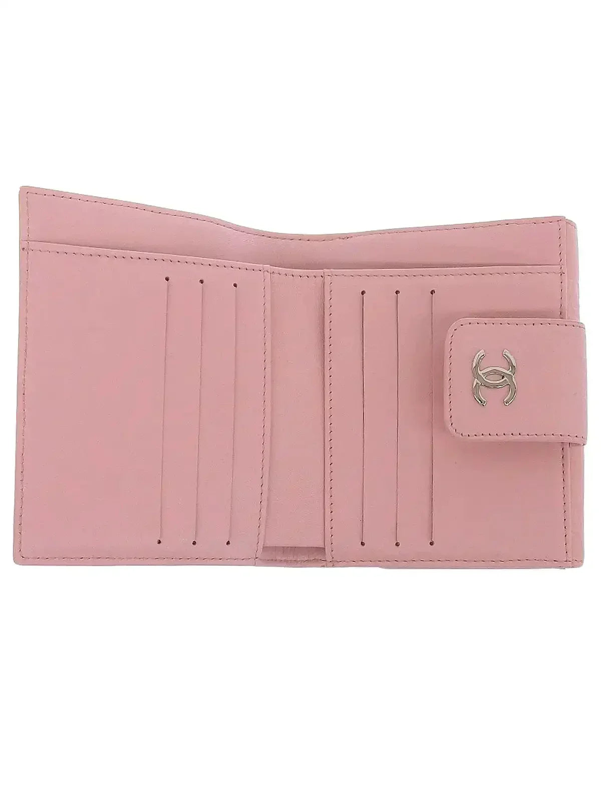 CHANEL Around 2003 Made Icon Cc Mark Plate Wallet Pink