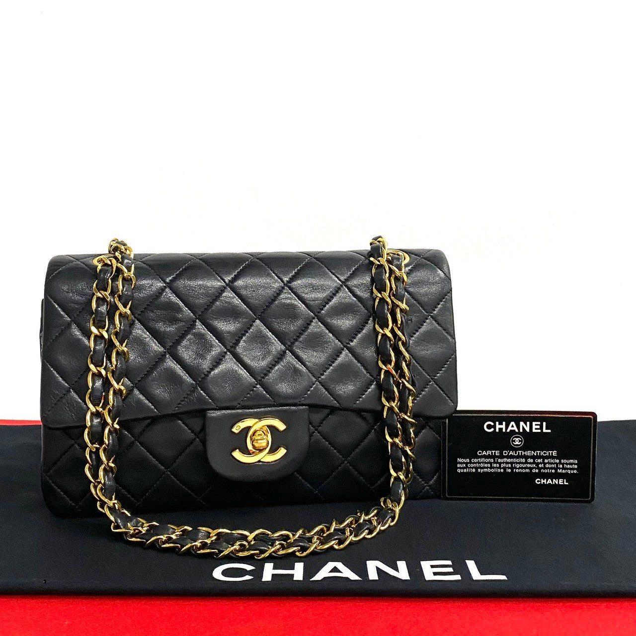 Chanel Lambskin Double Flap Shoulder Bag