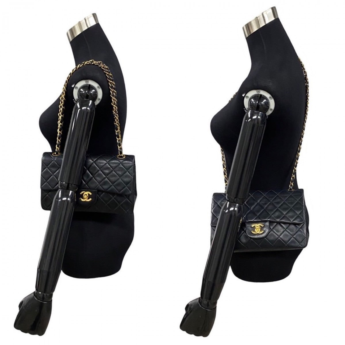 Chanel lambskin Double flap Matrasse Black Shoulder Bag