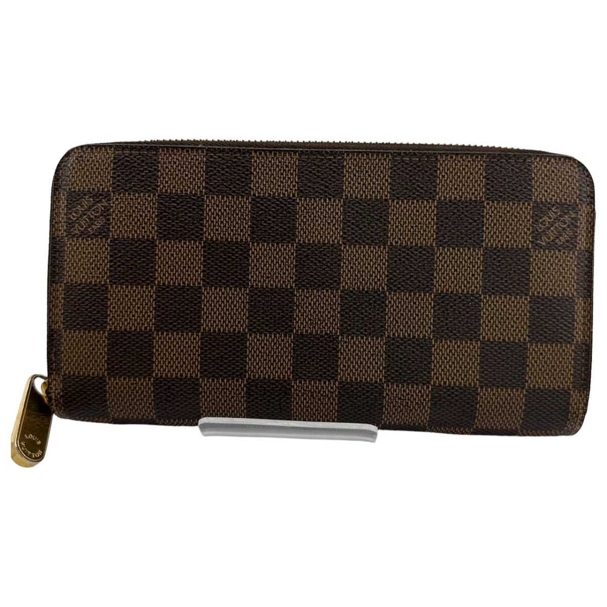 Louis Vuitton Long Purse N60015 Damier Zip Leather Canvas Brown Wallet Case