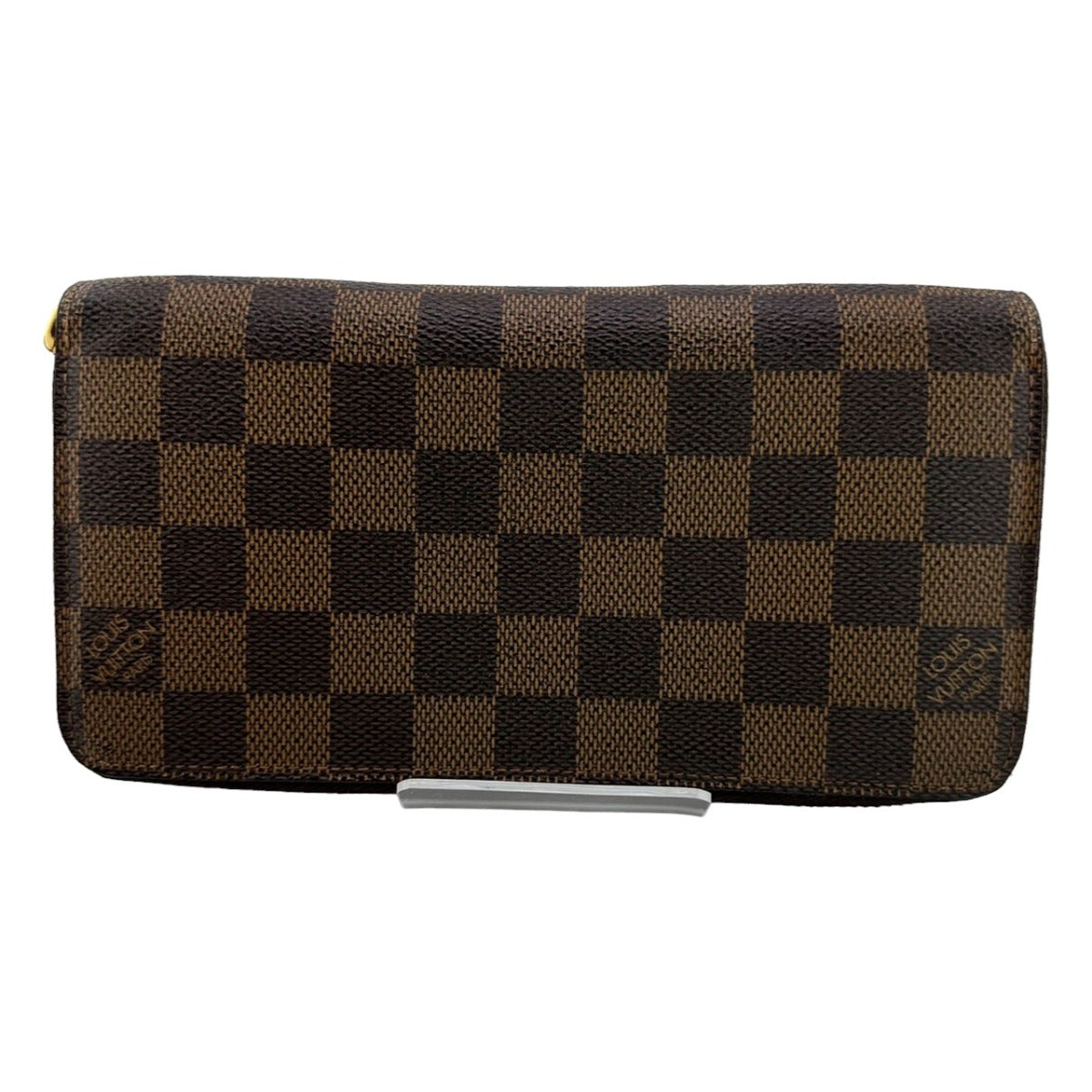 Louis Vuitton Long Purse N60015 Damier Zip Leather Canvas Brown Wallet Case