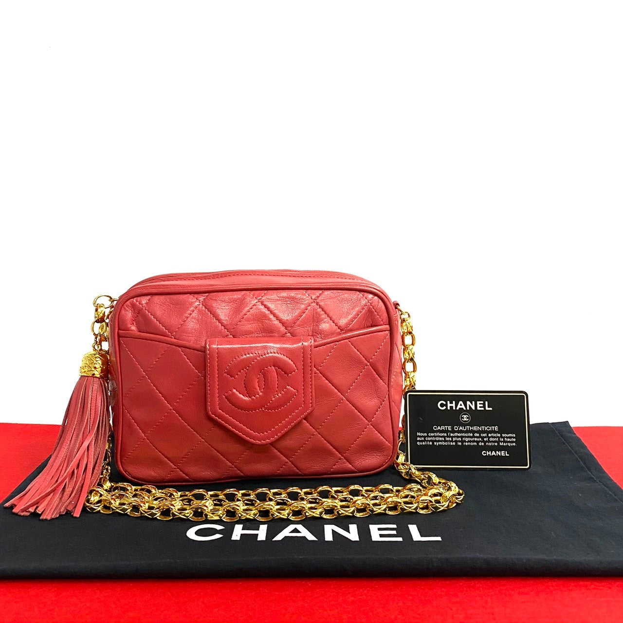 Chanel lambskin COCO Mark Tassel Matrasse Pink Shoulder Bag