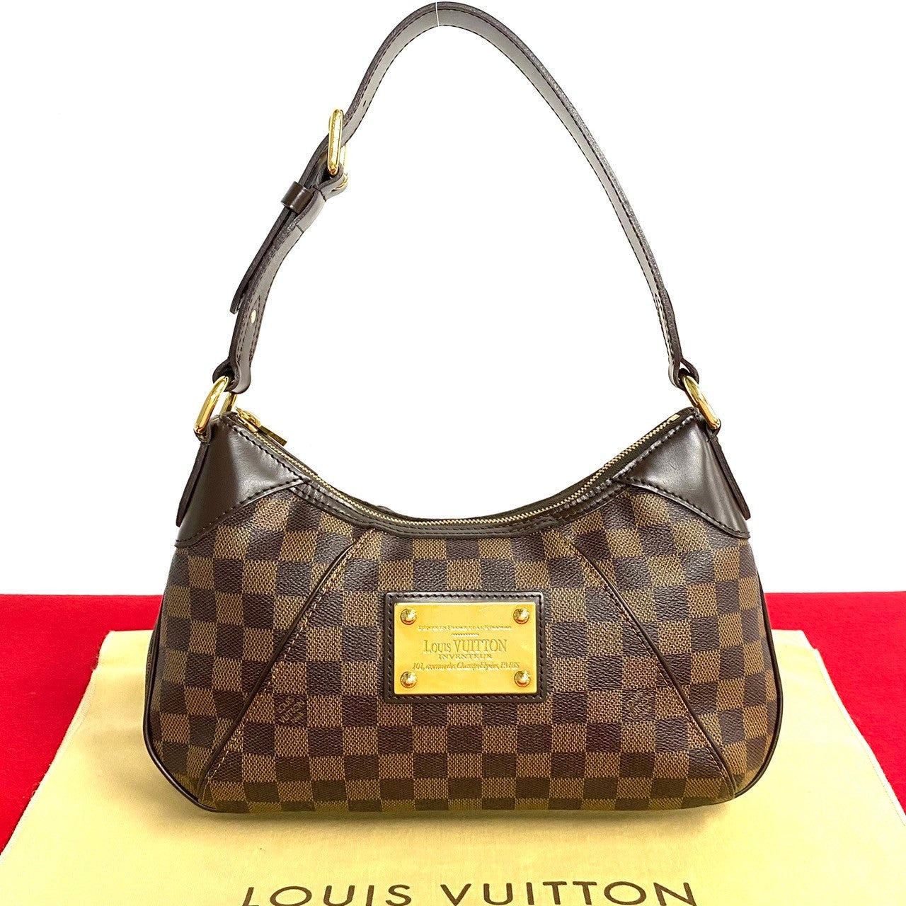Louis Vuitton N48180 PVC Damier Thames PM Leather Brown Shoulder Bag