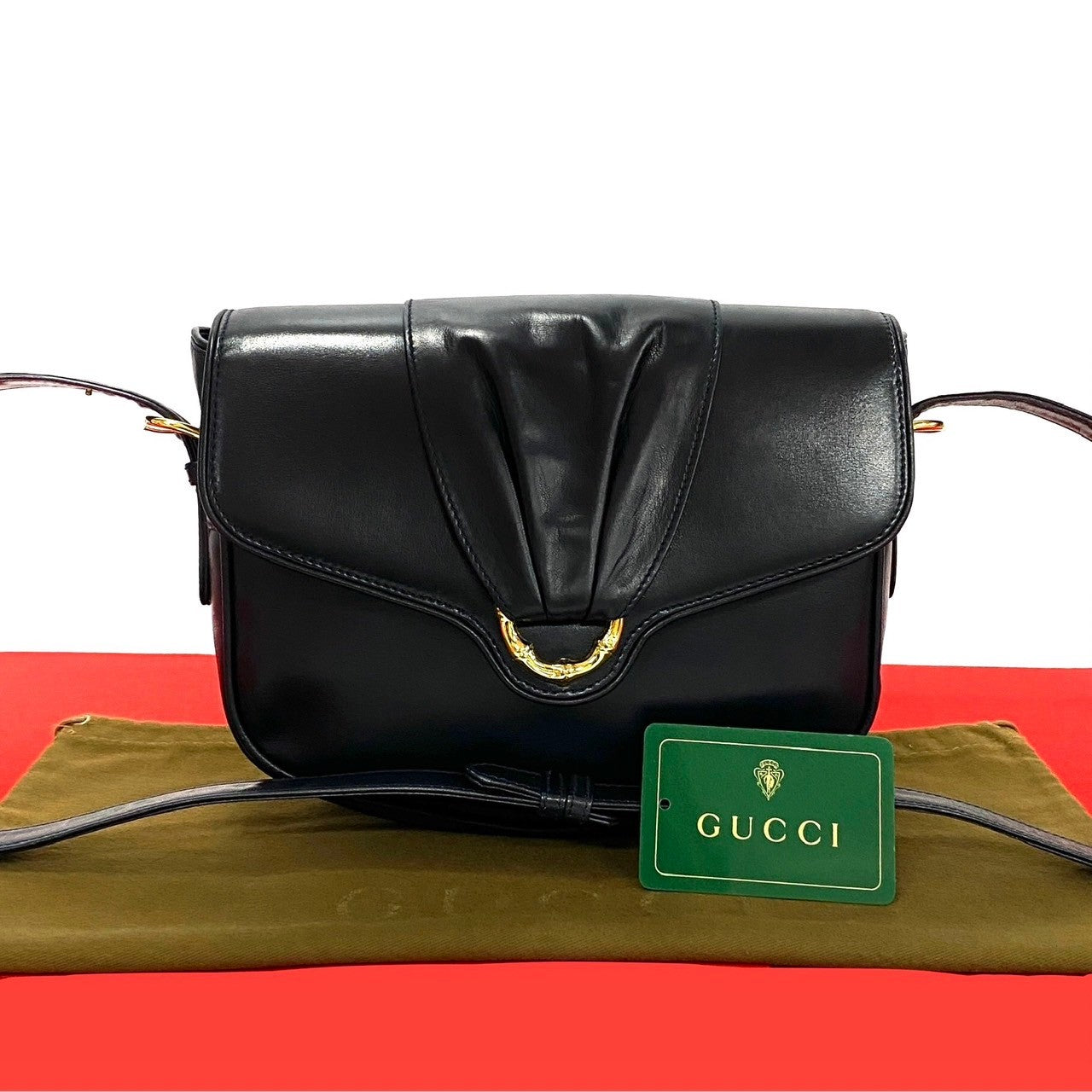 Gucci Bamboo Leather Black Shoulder Bag