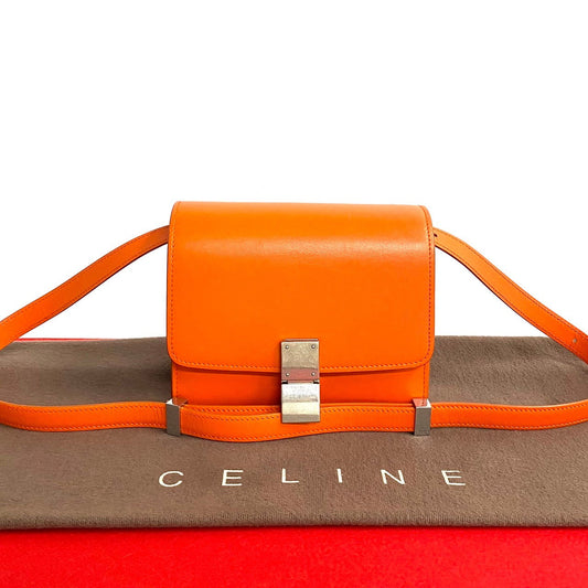 Shoulder Bag Orange Classic Box Women Leather