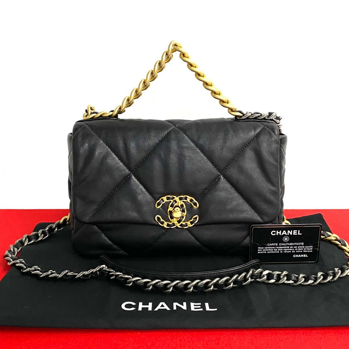 Chanel lambskin Matrasse 19 Black Shoulder Bag