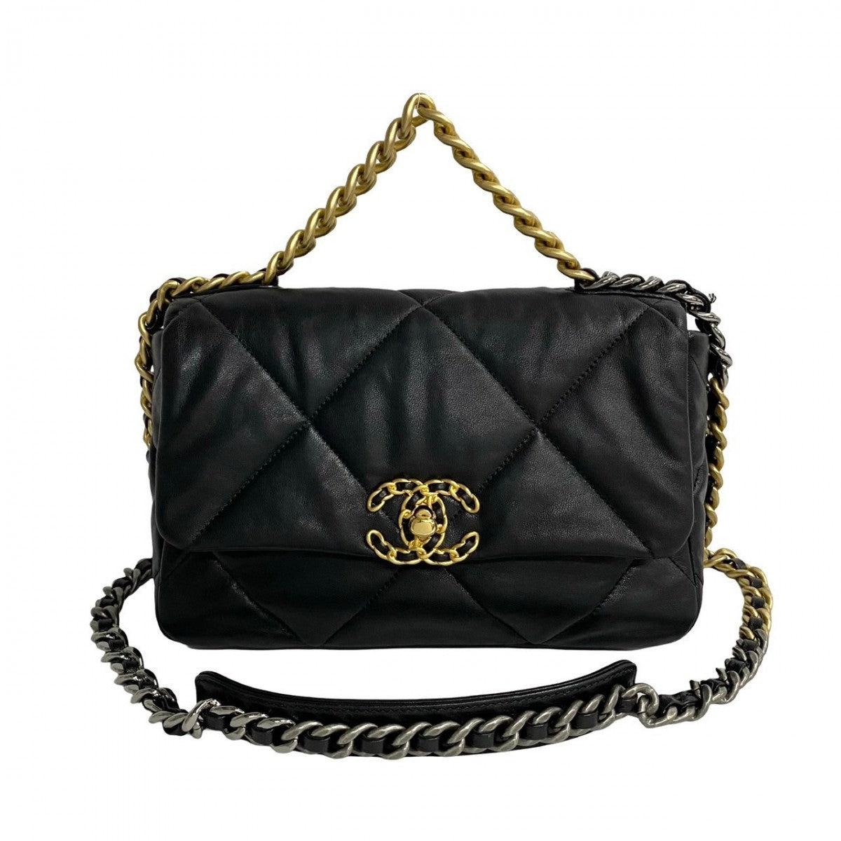 Chanel lambskin Matrasse 19 Black Shoulder Bag