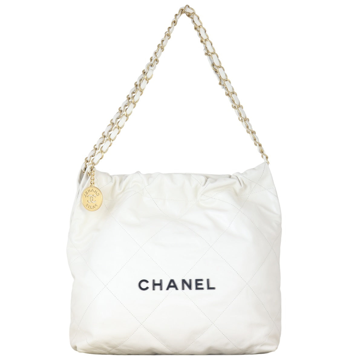 Chanel 22 Hobo Quilted White Shoulder Bag