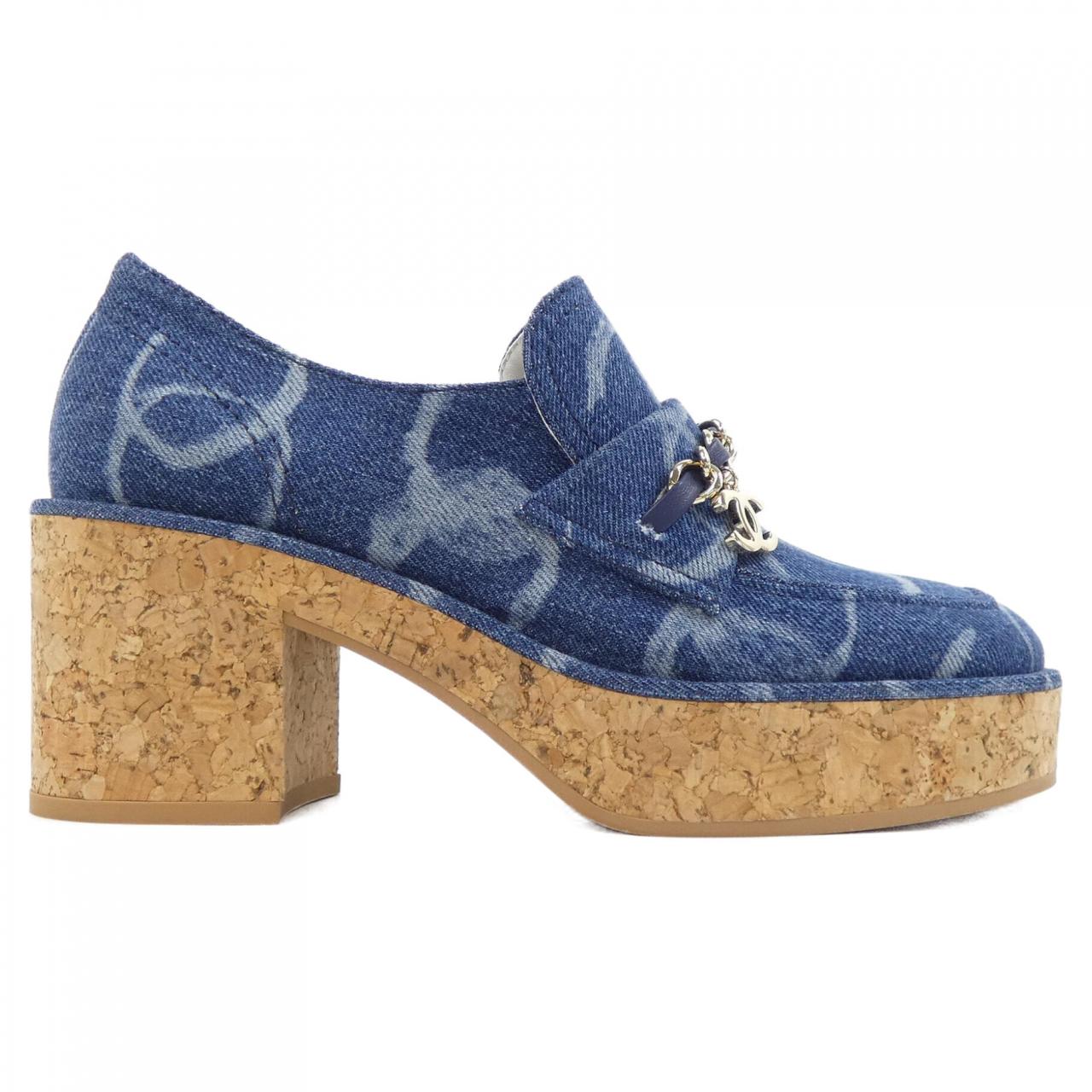 Chanel G45142B14034 Print Denim Metal Shoes for Women