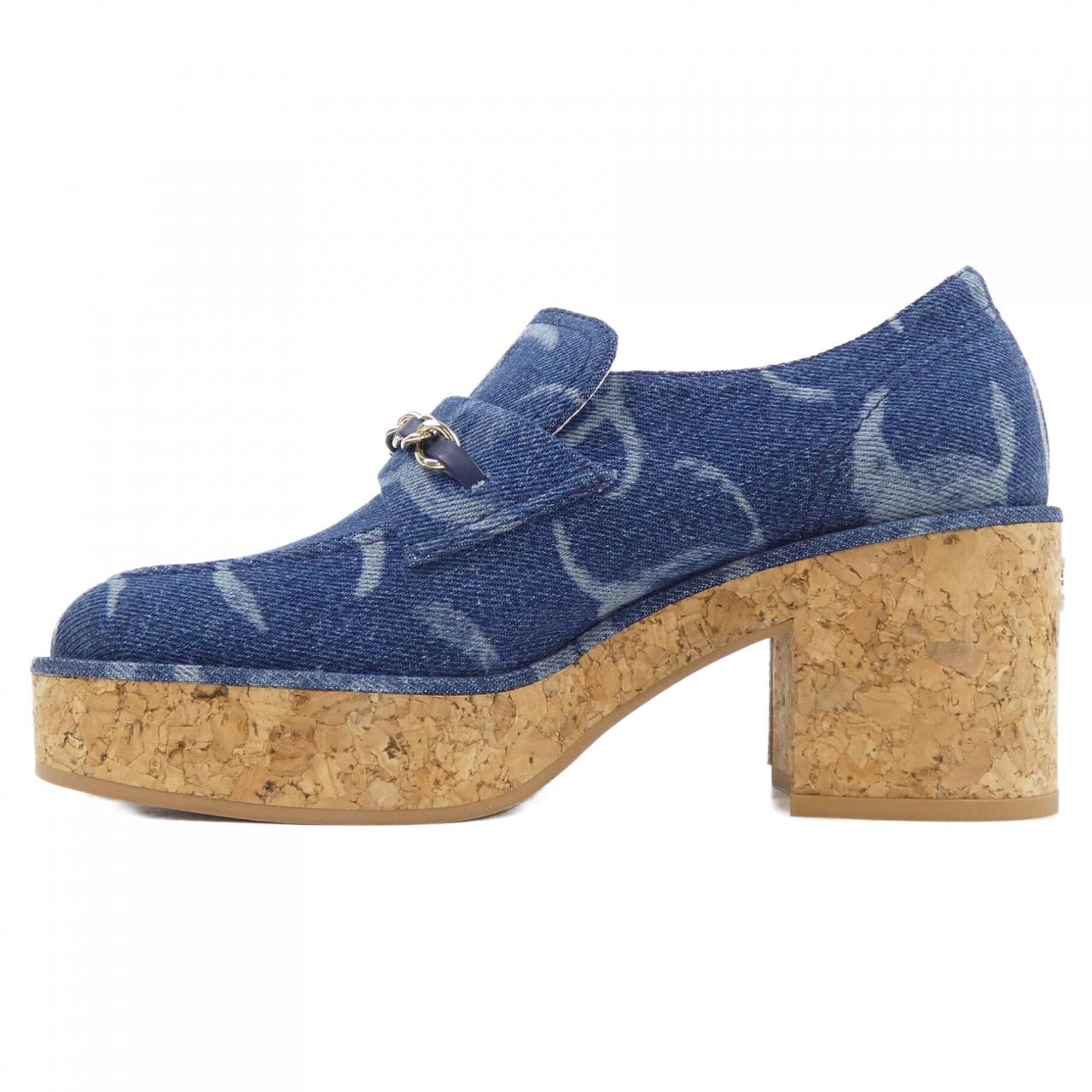 Chanel G45142B14034 Print Denim Metal Shoes for Women