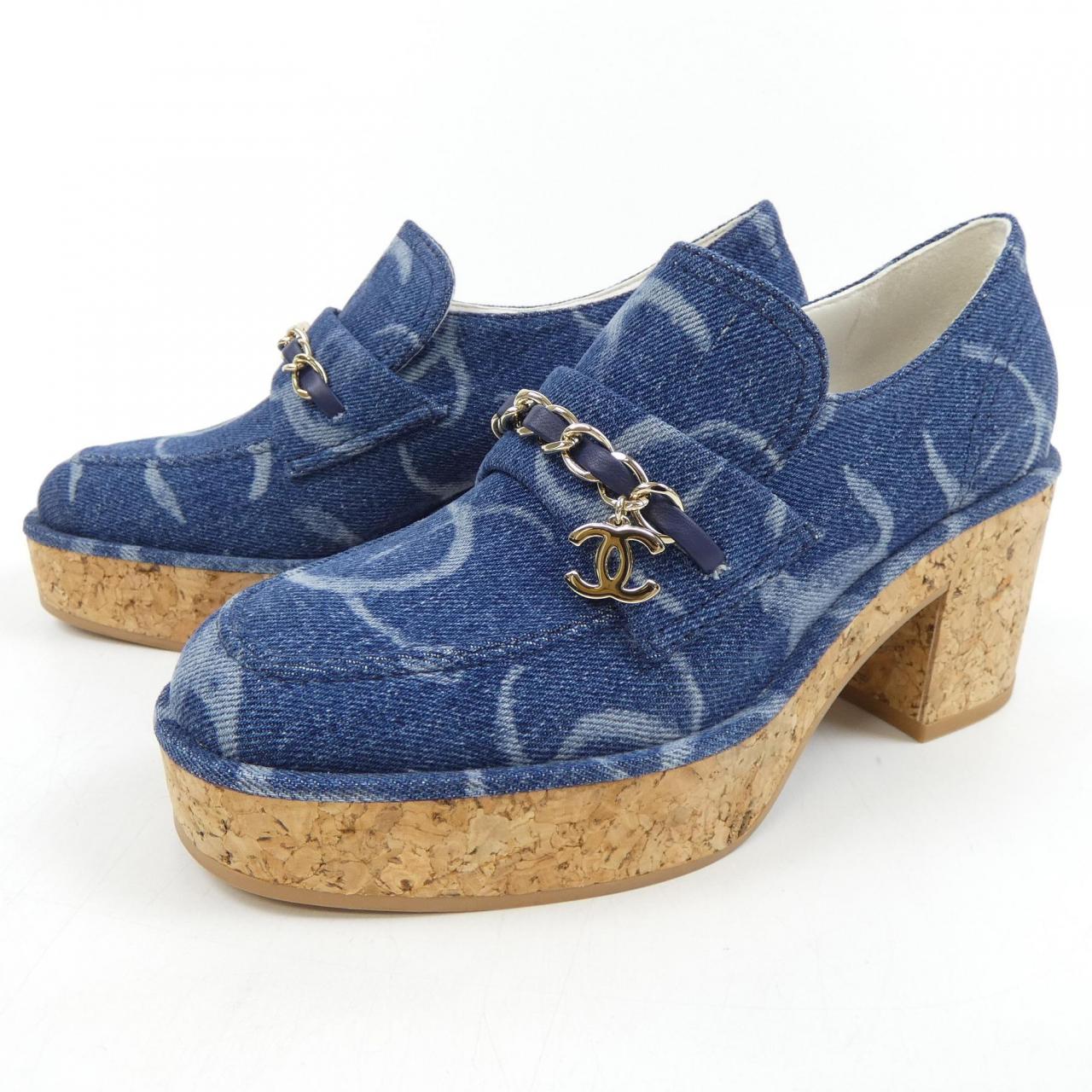 Chanel G45142B14034 Print Denim Metal Shoes for Women