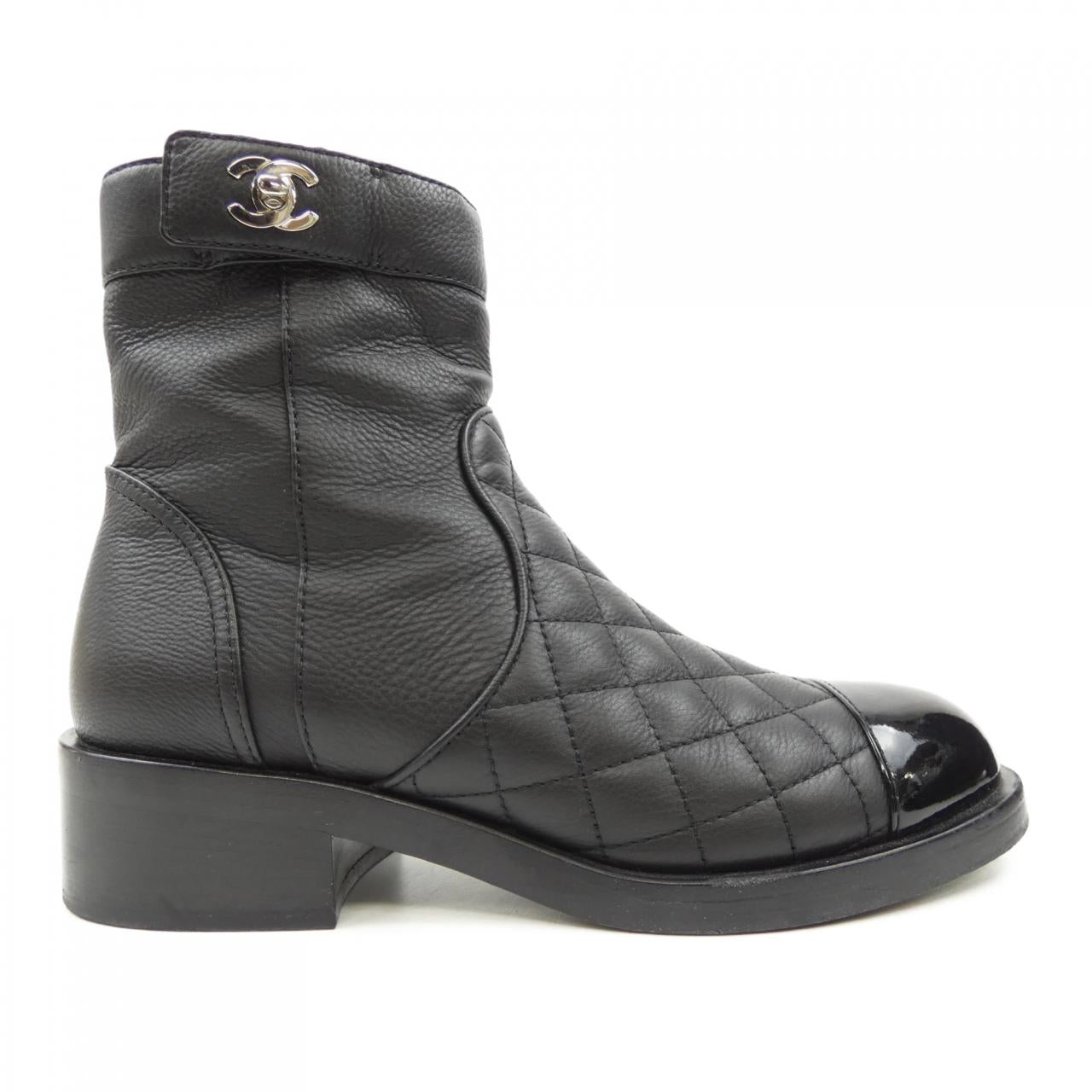 Chanel G36763Y55020 Calfskin Patent Calfskin Boots