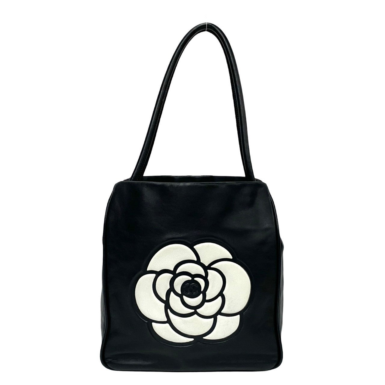 Chanel lambskin Camellia logo Black Tote Bag