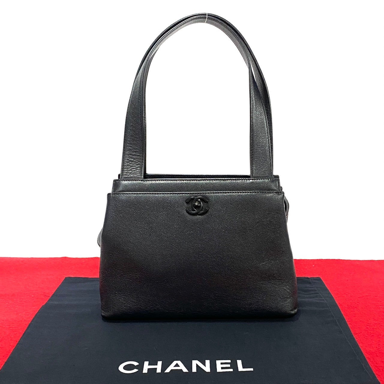 Chanel Matt caviar skin COCO Mark Black Handbag