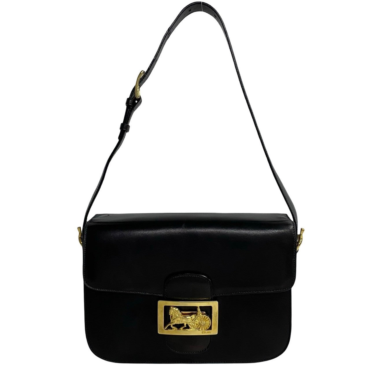 Shoulder Bag Carriage Metal Women(Unisex) Leather Black