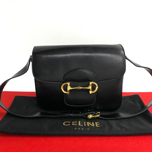 Shoulder Bag Horsebit Metal Women Leather Black