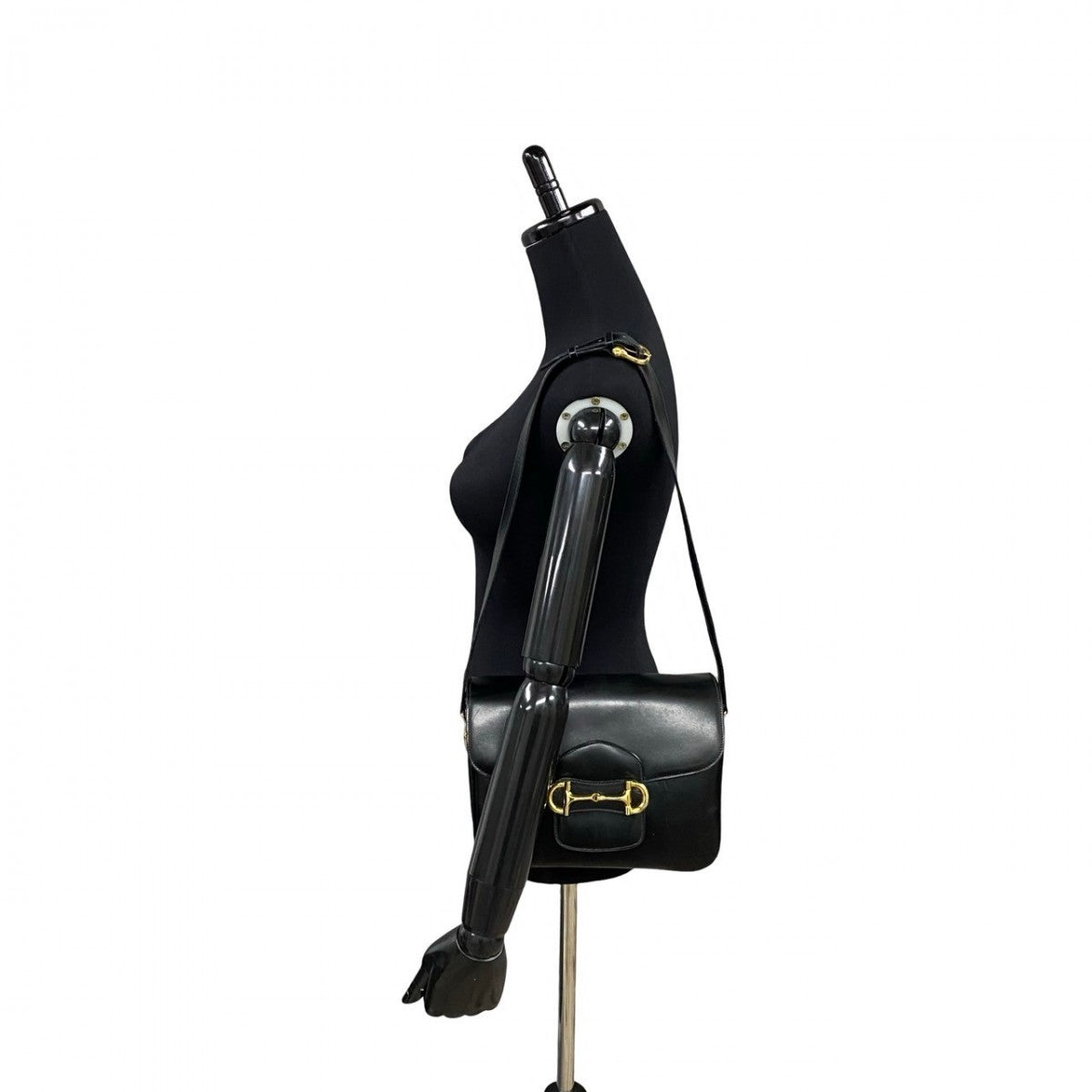 Shoulder Bag Horsebit Metal Women Leather Black