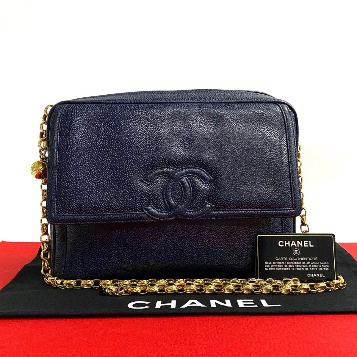 Chanel Matt caviar skin Navy COCO Mark Shoulder Bag