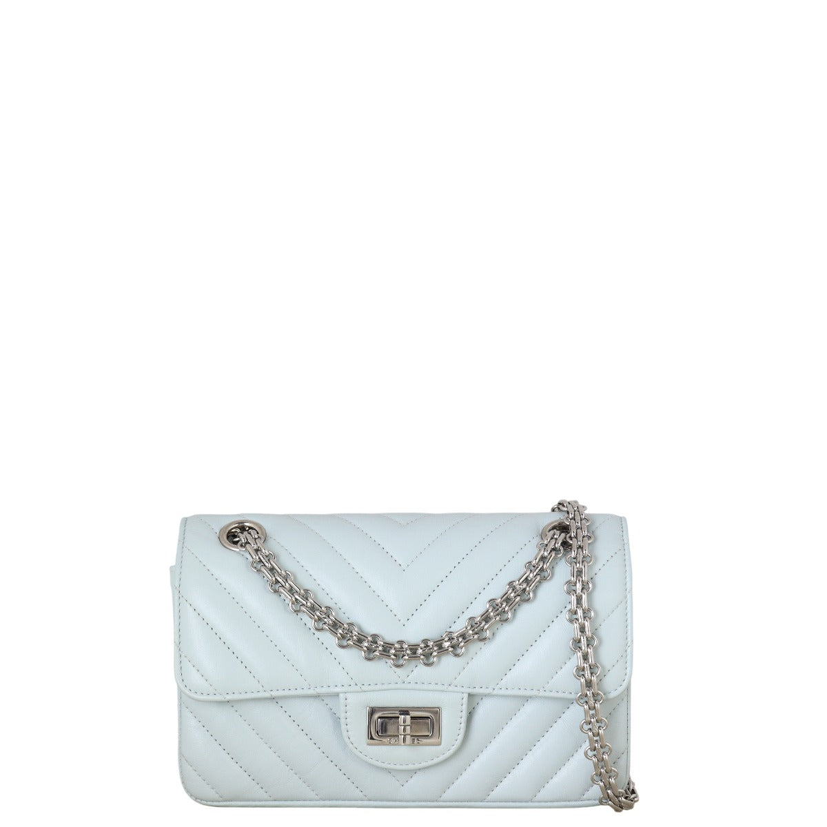 Chanel 2.55 Reissue 224 Single Bag Chevron Quilted Blue Crossbody Bag