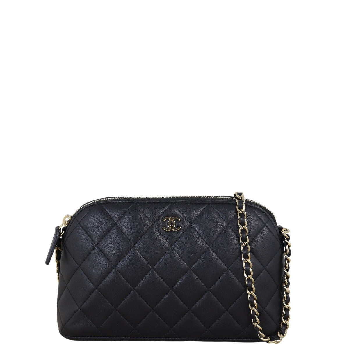 Chanel Classic Clutch on Quilted Black Crossbody Bag