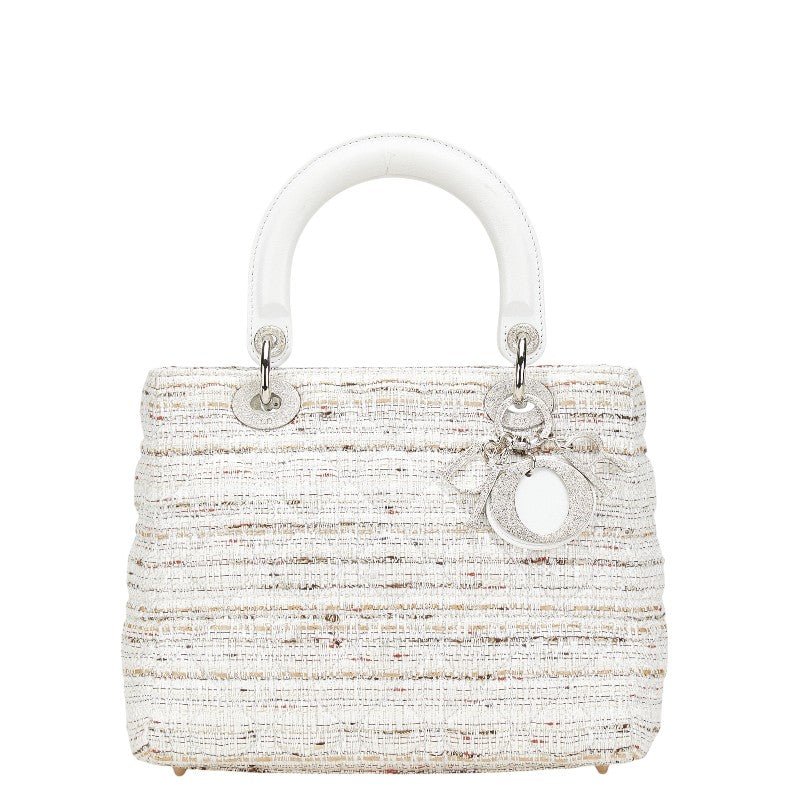 Dior Lady Cannage Tweed Handbag Leather Canvas Travel Bag