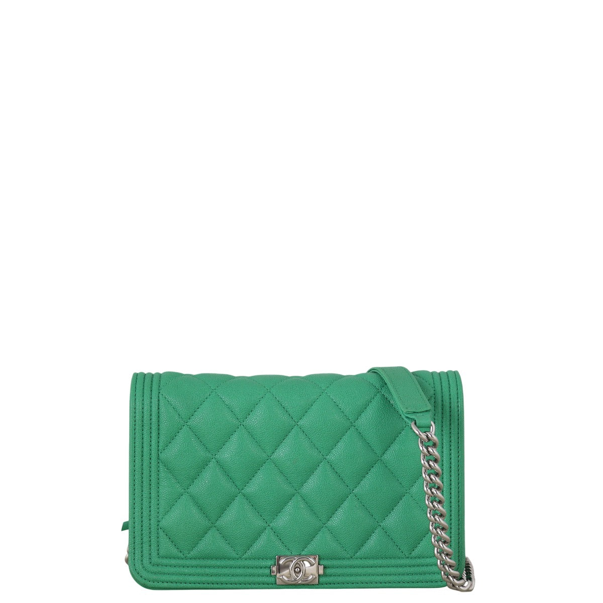 Chanel Boy Wallet on Handbag Green Chain Crossbody Bag