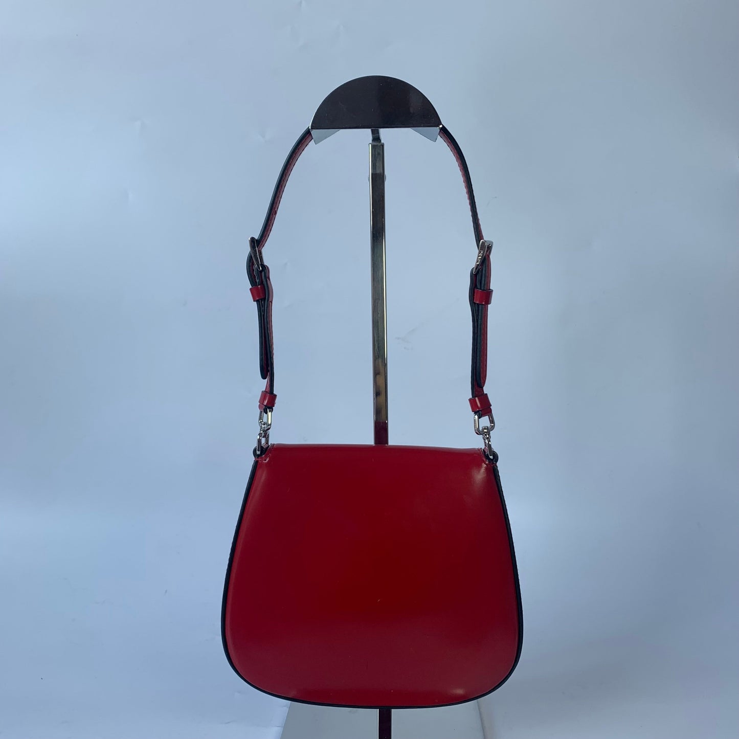 Prada Cleo Burgundy Shoulder Bag Leather Red