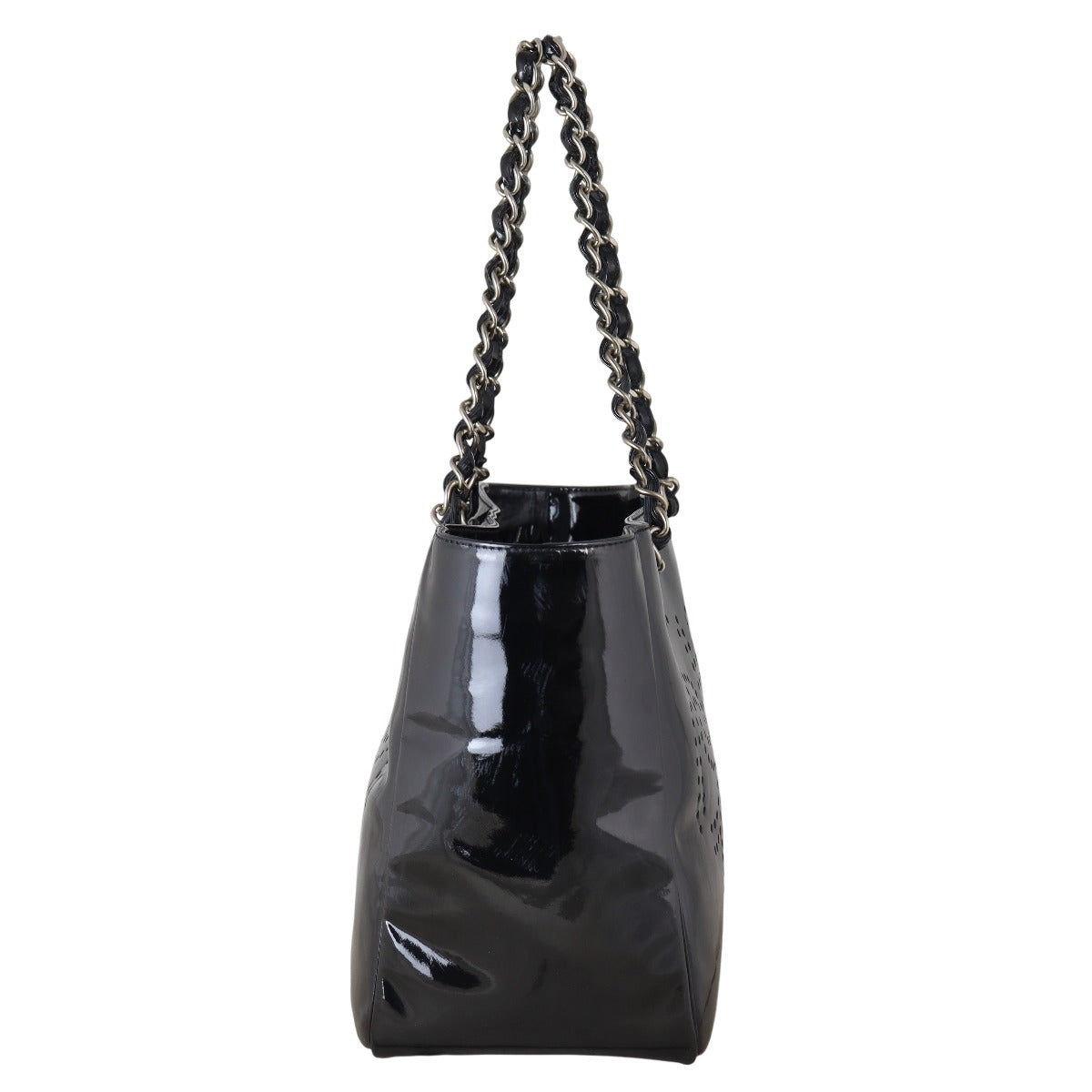 Chanel CC Perforated Tote Patent Shoulder Bag