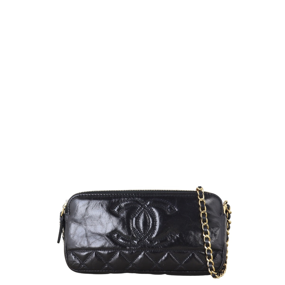 Chanel CC Double Zip Clutch with Quilted Black Shoulder Bag