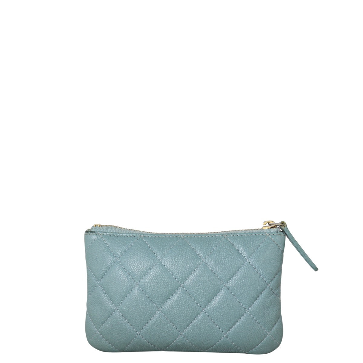 Chanel Classic O-Case Pouch Handbag Quilted Green Mini Bag