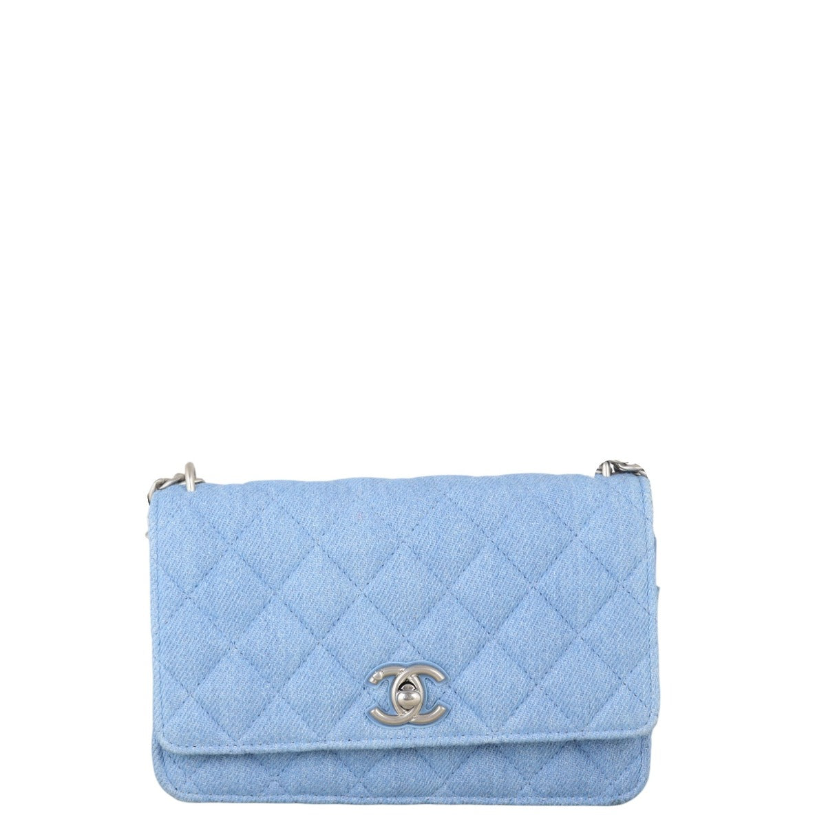 Chanel Pearl Crush Wallet on Handbag Quilted Blue Crossbody Bag