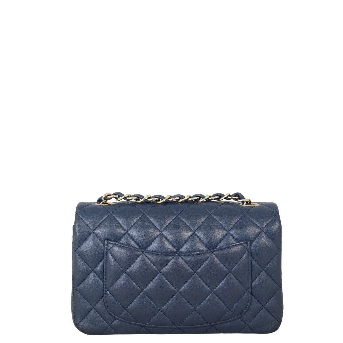 Chanel Classic Flap Mini Rectangular Bag Lambskin Quilted Blue Crossbody Bag