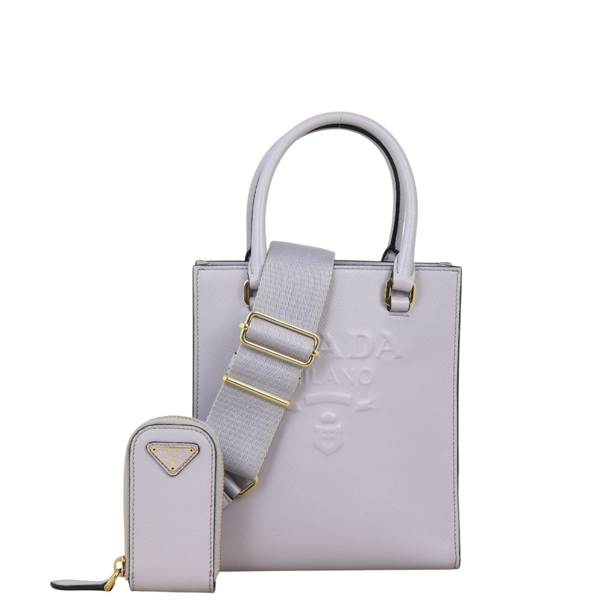 Prada Saffiano Embossed Tote Handbag Small Logo Tote Bag