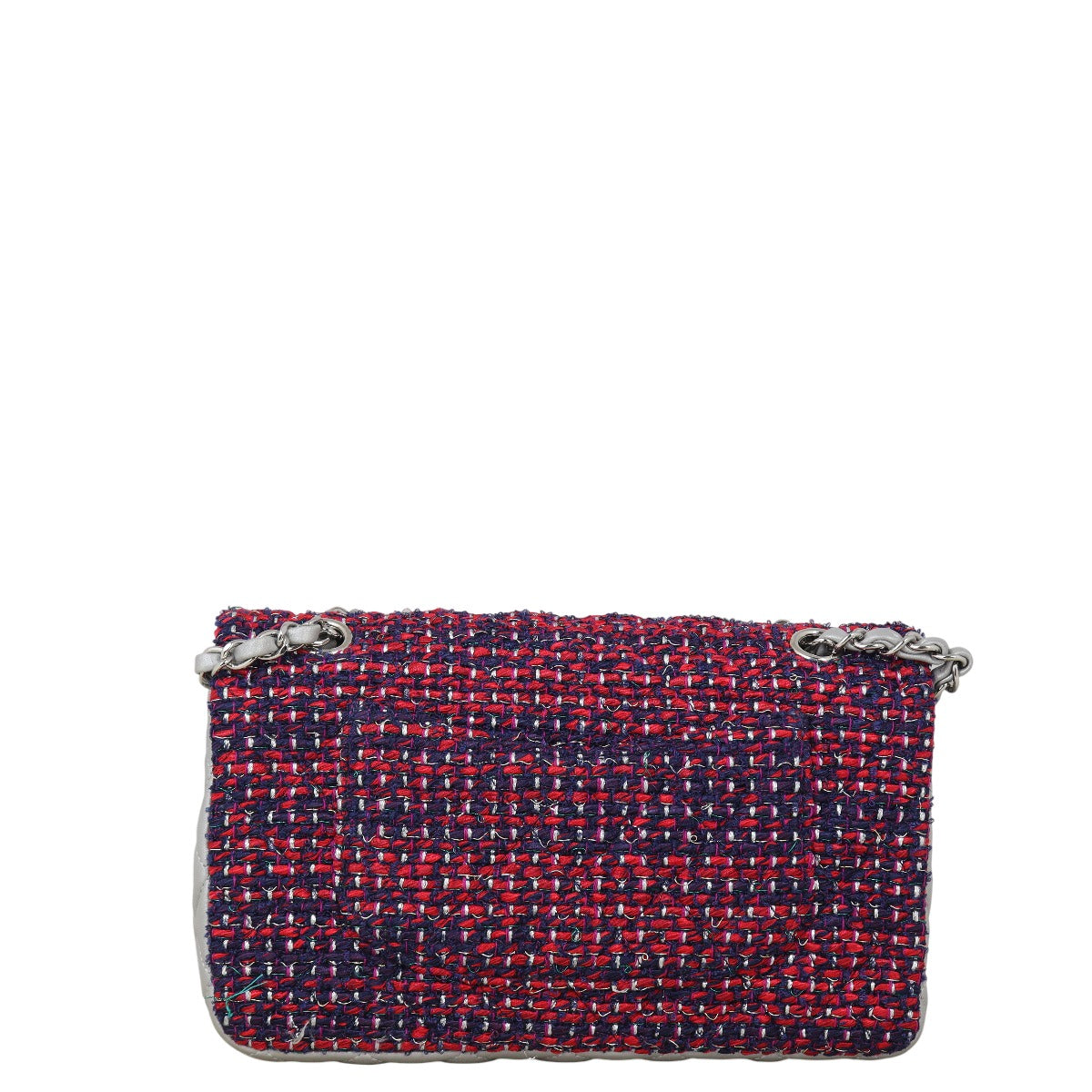 Chanel Classic Double Flap Tweed Handbag Blue Red Shoulder Bag