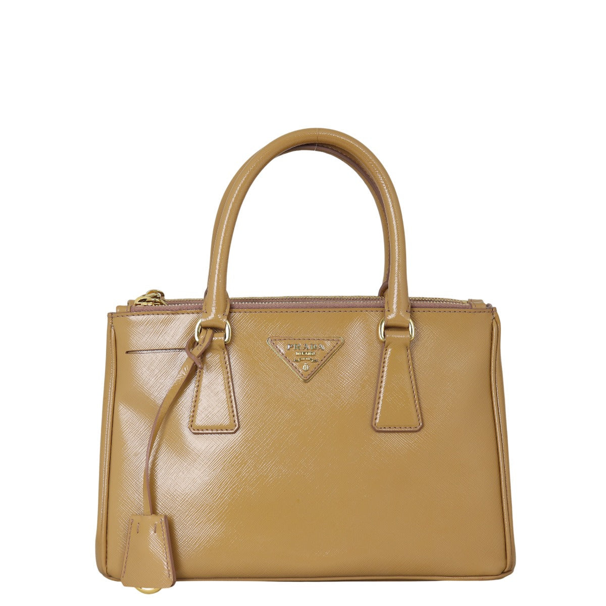 Prada Saffiano Vernice Galleria Double Zip Tote Handbag Mini Tote Bag