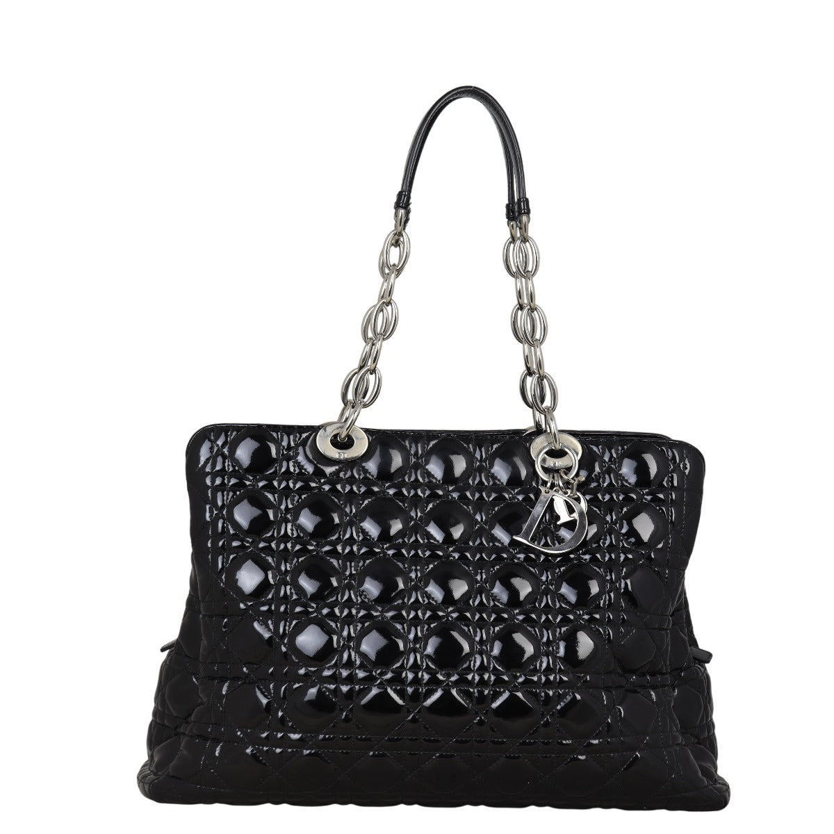 Dior Cannage Shopping Tote Patent Handbag Tote Bag