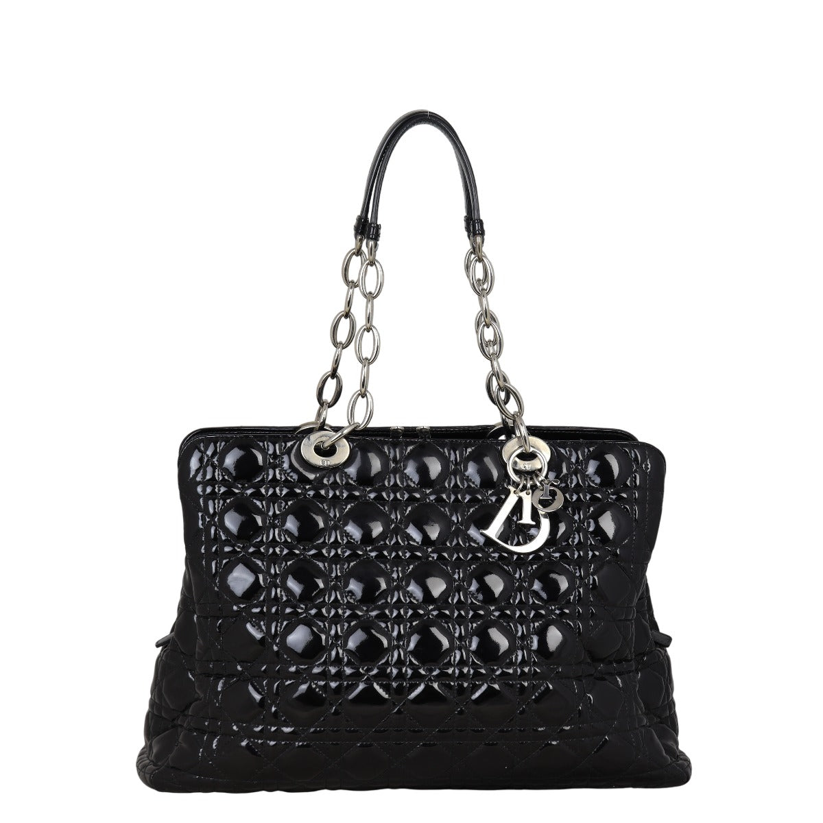 Dior Cannage Shopping Tote Patent Handbag Tote Bag