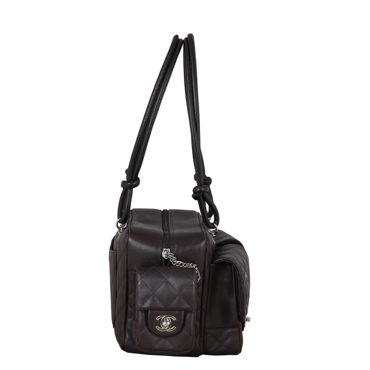 Chanel Ligne Cambon Reporter Bag Quilted Brown Shoulder Bag