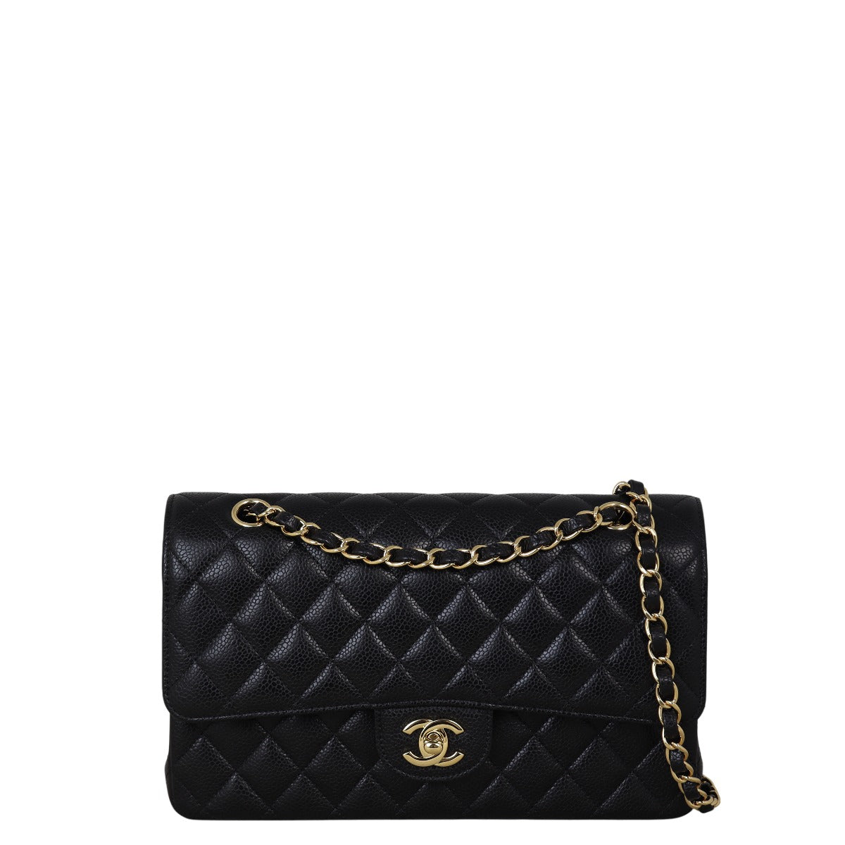 Chanel Classic Double Flap Caviar Handbag Quilted Black Shoulder Bag Medium 23092025
