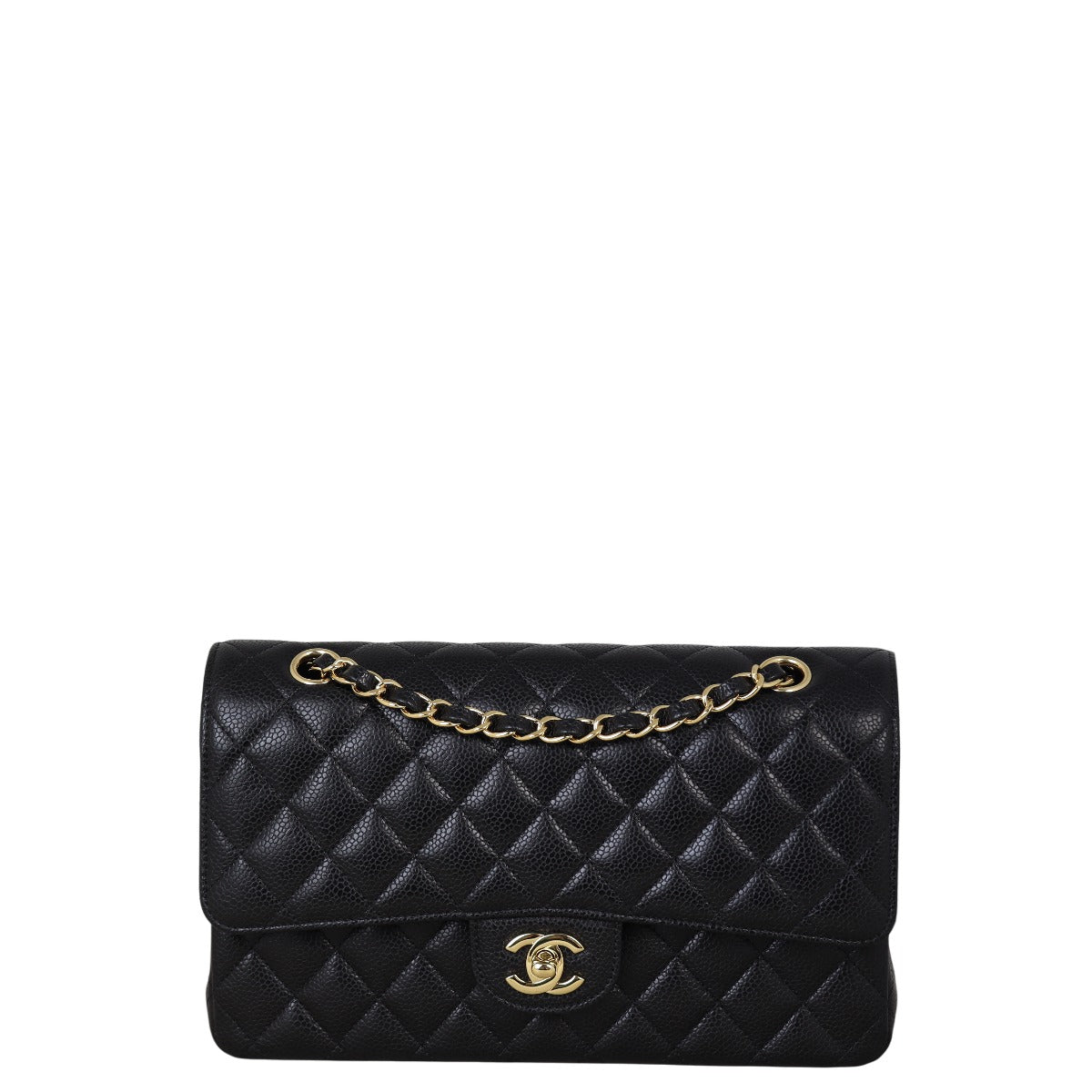Chanel Classic Double Flap Caviar Handbag Quilted Black Shoulder Bag Medium 23092025