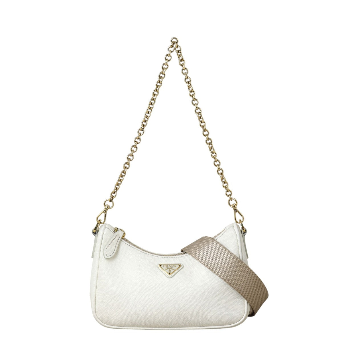Prada Crossbody Bag Re-Edition Shoulder Bag Saffiano White Mini