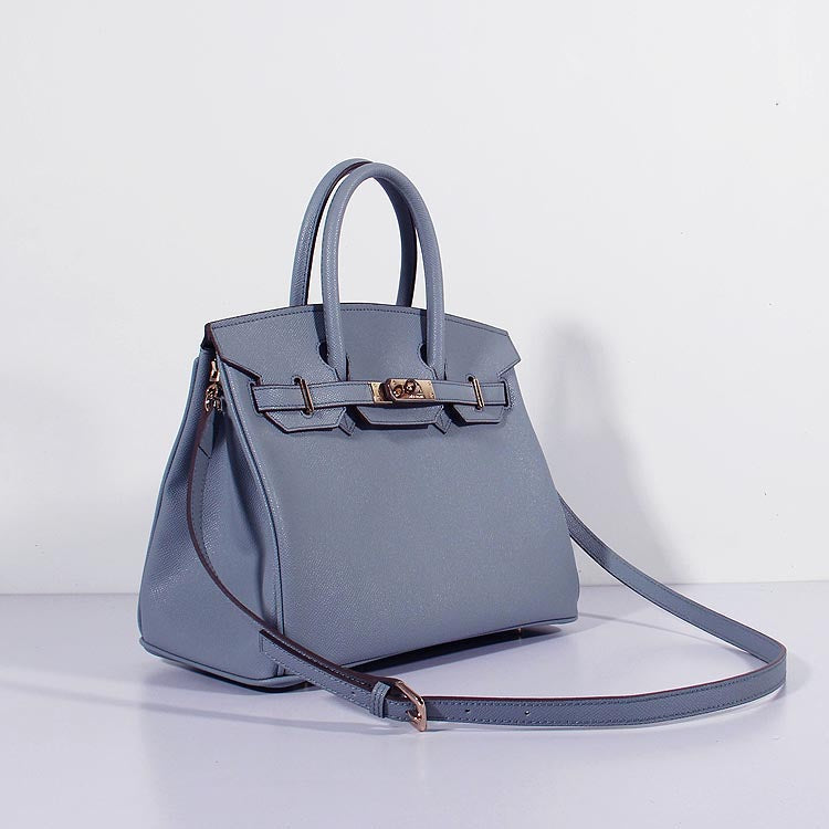 Hermes Luxury Cm Birkin Bag Epsom With Strap Leather Blue Travel Bag Lin Gold