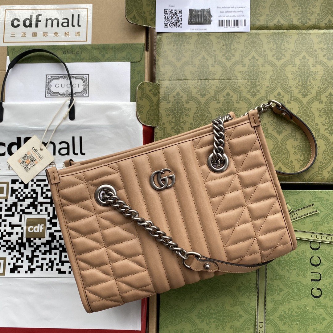 gg Marmont 10in 26.5cm gg Brown Medium Tote Bag
