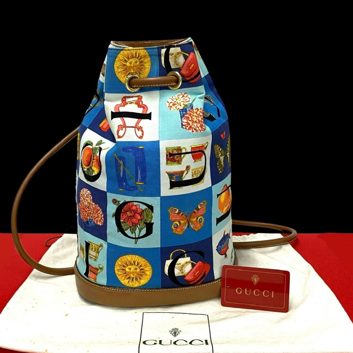 Gucci Backpack , Overall handle Shimo Leather Canvas Multicolor
